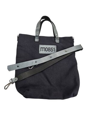 m0851 navy blue  Canvas Crossbody Tote with leather handles andDetachable Strap